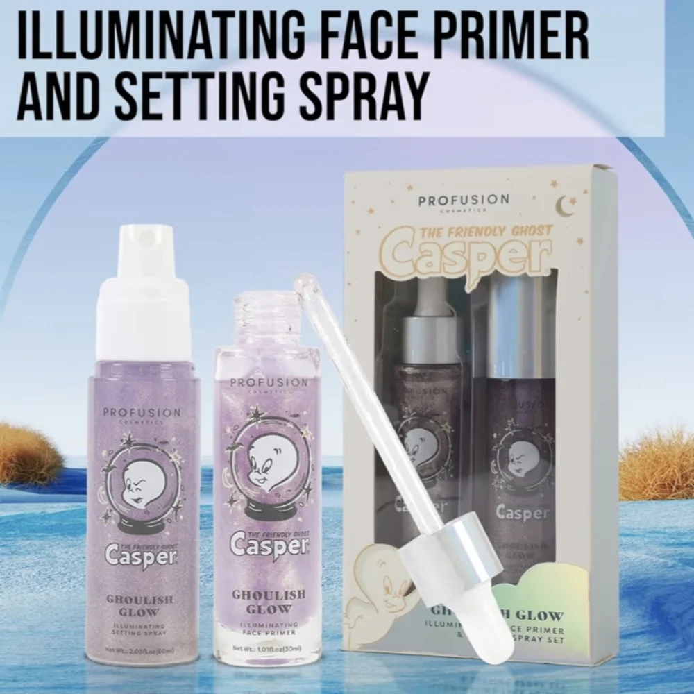Casper the Friendly Ghost Illuminating Face Primer and Setting Spray Set Purple
